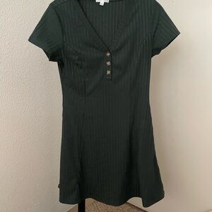 Abound Dark Green Buttoned Mini Dress
